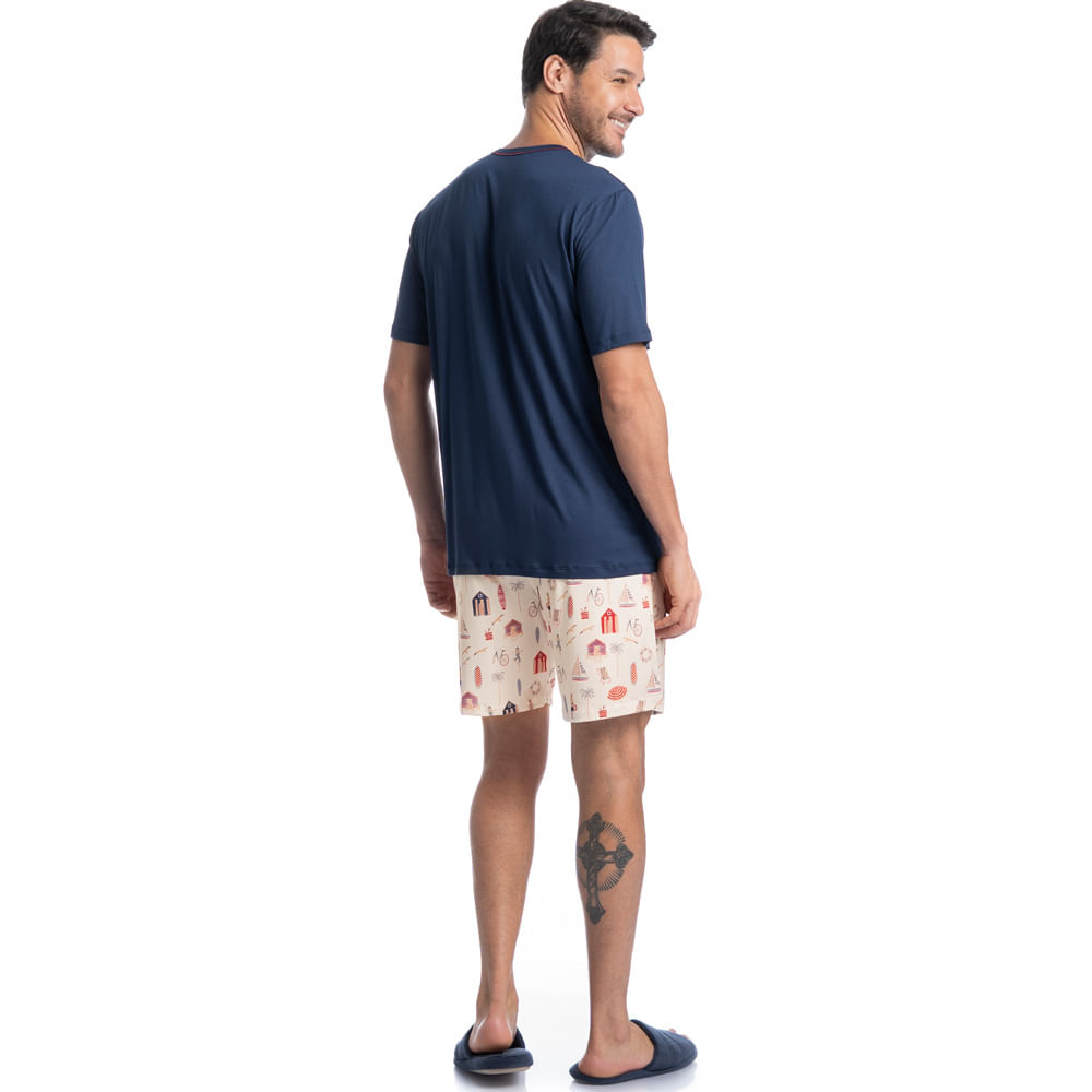 Pijama Masculino Curto Navy Tombini - Imagem 4 - Mobile