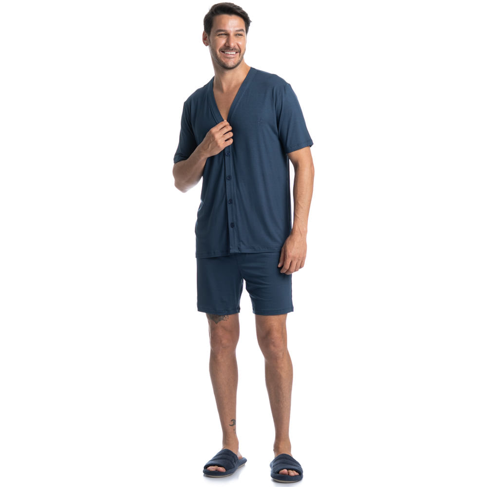 Pijama Masculino Curto Americano Romeu Tombini - Imagem 3 - Mobile