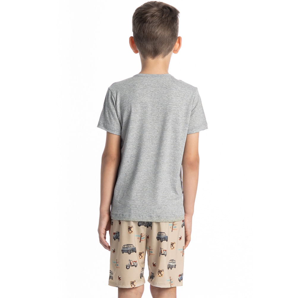 Pijama Curto Infantil Family Trip Tombini Cinza - Imagem 2