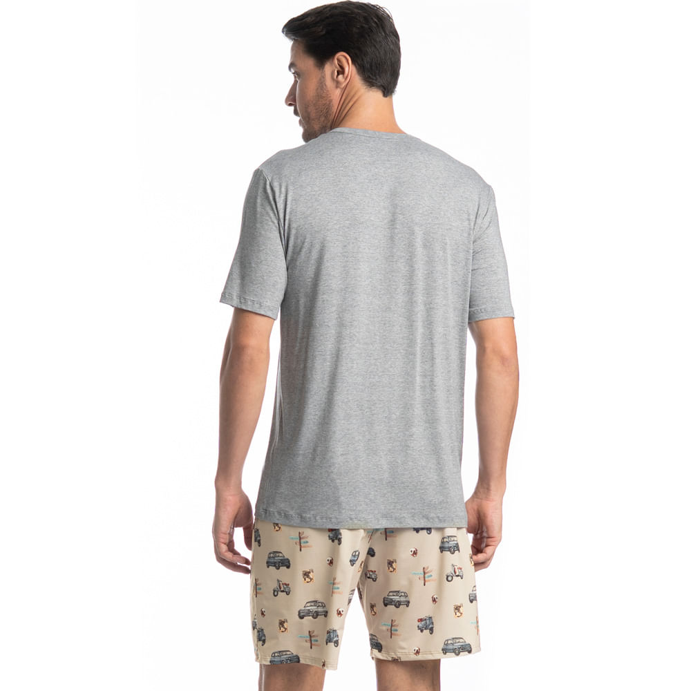 Pijama Masculino Curto Family Trip Tombini Cinza - Imagem 2