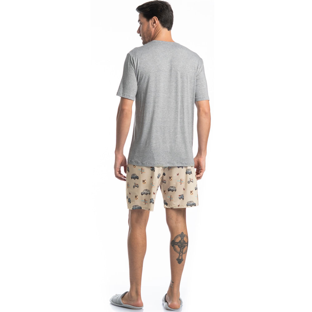Pijama Masculino Curto Family Trip Tombini - Imagem 4 - Mobile