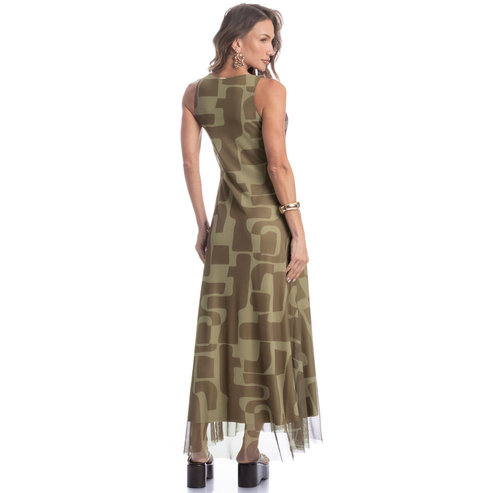 Vestido Evasê De Tule Cravo - Imagem 4 - Mobile