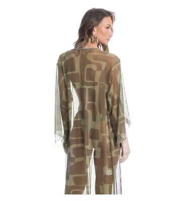 Kaftan De Tule Com Manga Cravo - Imagem 2 - Mobile