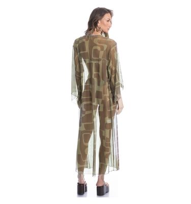 Kaftan De Tule Com Manga Cravo - Imagem 4 - Mobile