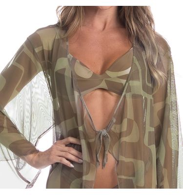 Kaftan De Tule Com Manga Cravo - Imagem 5 - Mobile