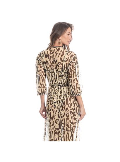 Kaftan De Tule Com Manga Onça - Imagem 2 - Desktop