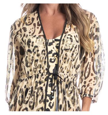 Kaftan De Tule Com Manga Onça - Imagem 5 - Mobile