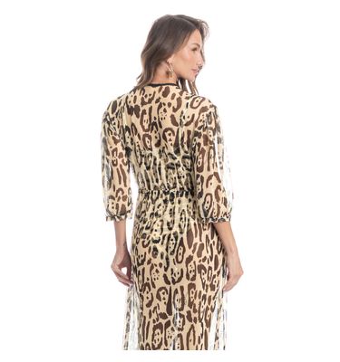 Kaftan De Tule Com Manga Onça - Imagem 2 - Mobile