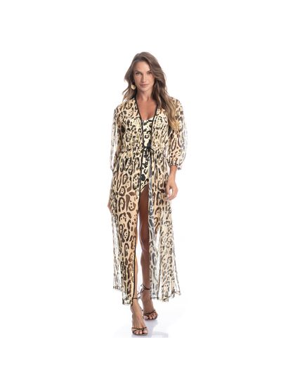Kaftan De Tule Com Manga Onça - Imagem 3 - Desktop