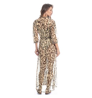 Kaftan De Tule Com Manga Onça - Imagem 4 - Mobile