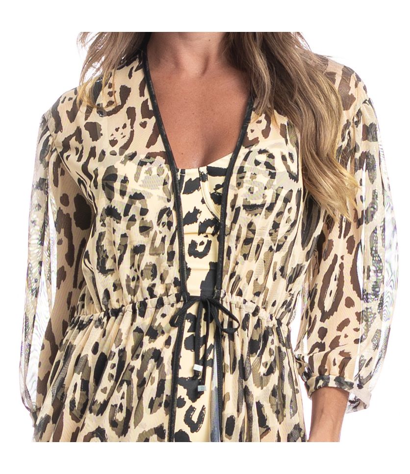 Kaftan De Tule Com Manga Onça - Imagem 5 - Desktop