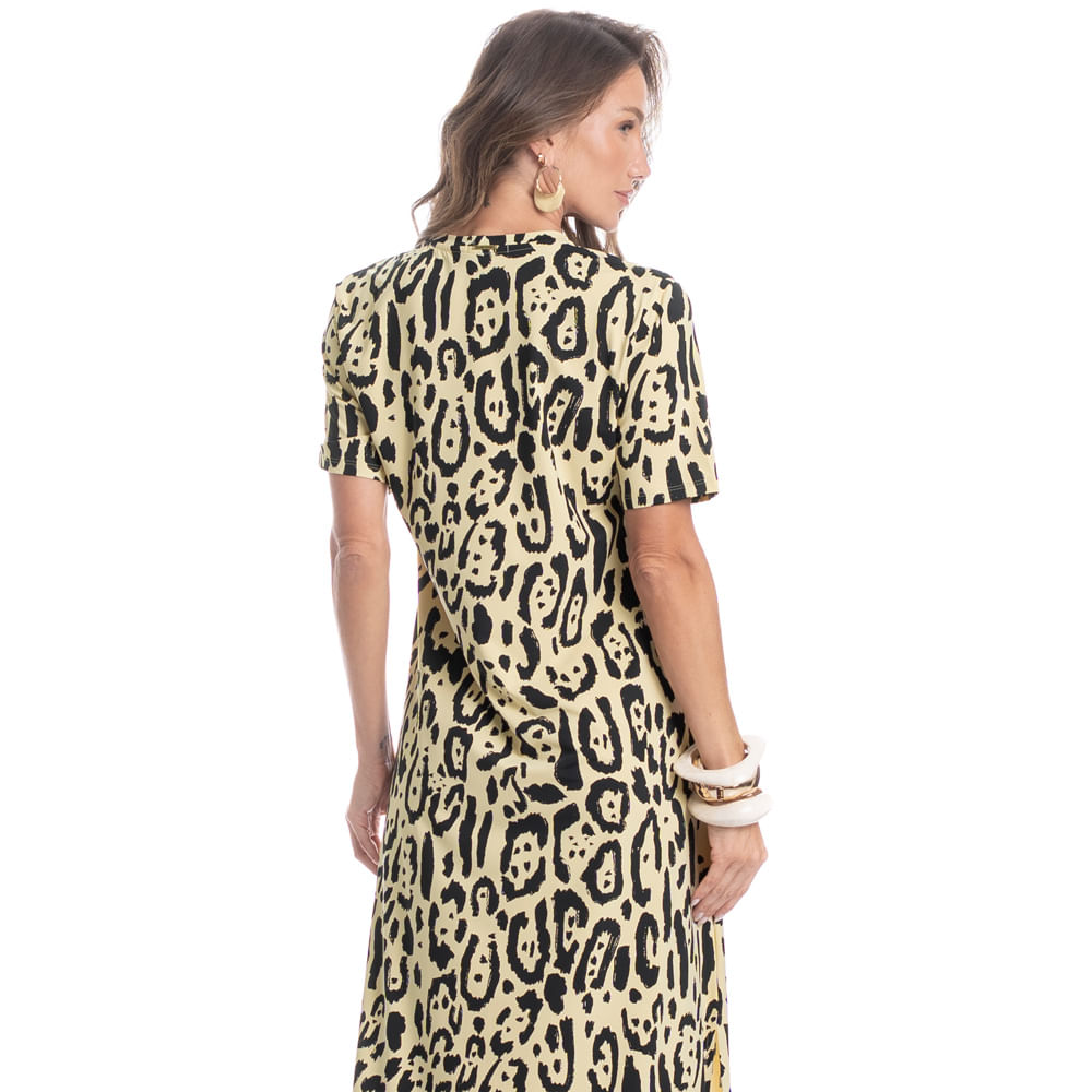 Vestido Com Manga Onça Bege - Imagem 2