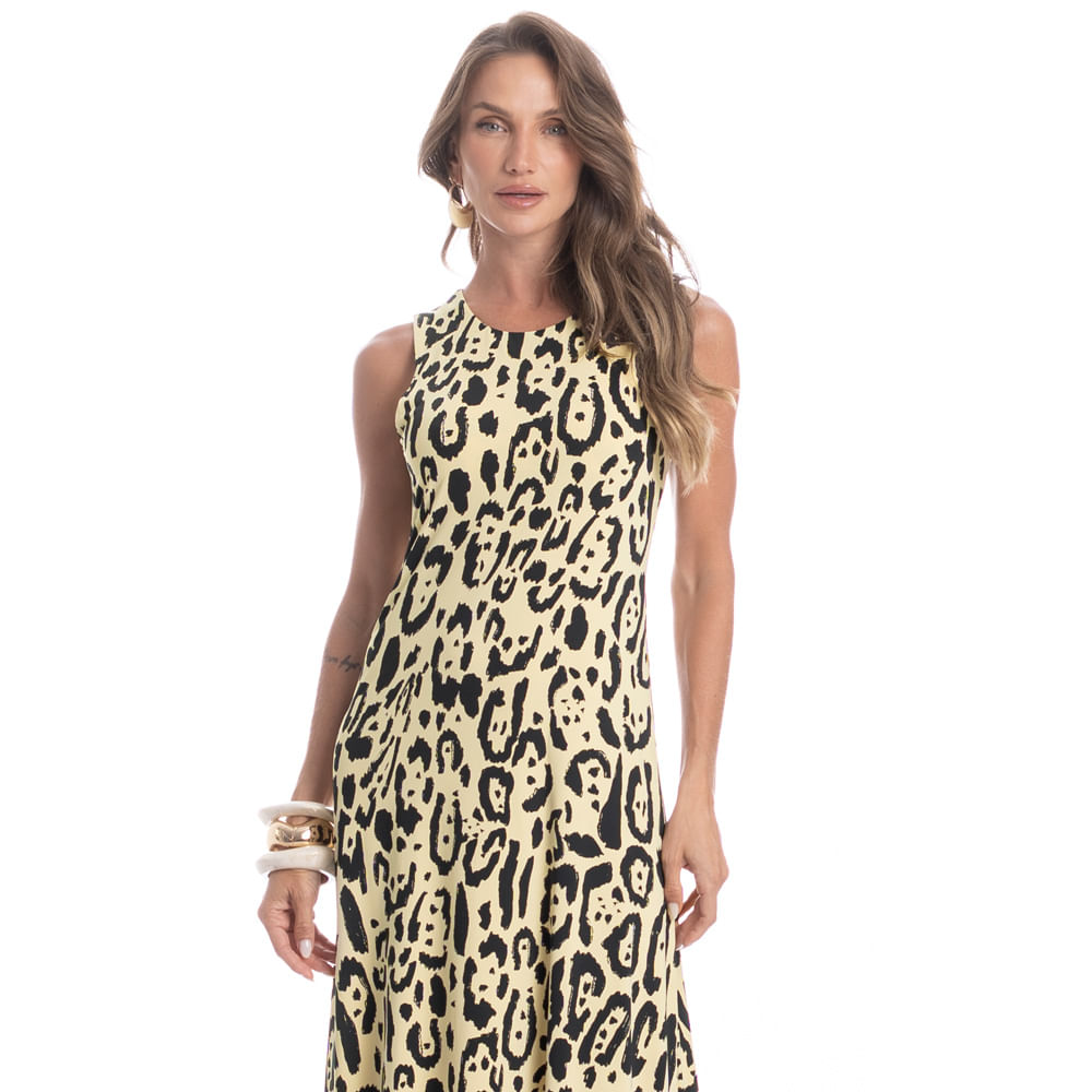 Vestido Regata Onça Bege - Imagem 1