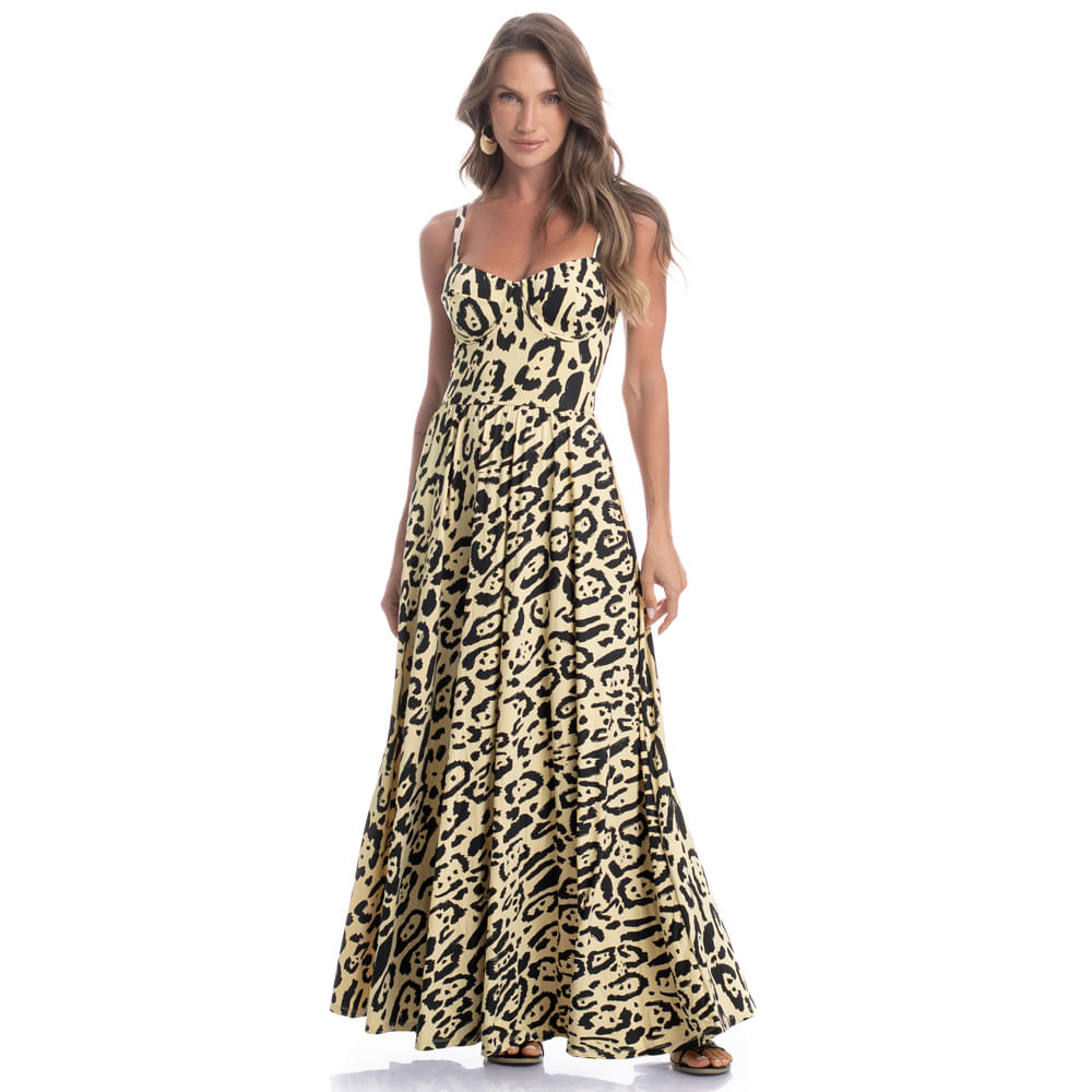 Vestido Longo Corset Onça - Imagem 3 - Mobile