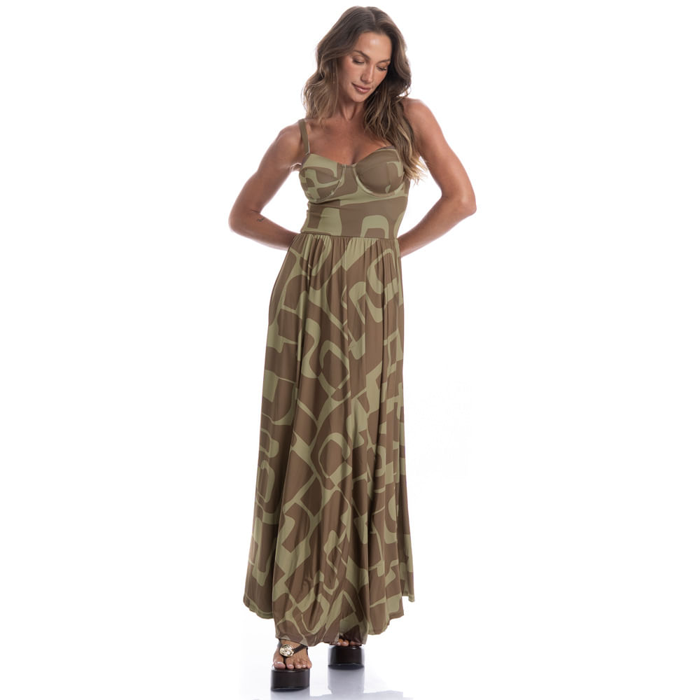 Vestido Longo Corset Cravo - Imagem 3 - Mobile