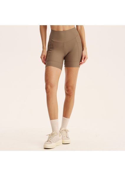 Shorts Médio Comfort Shape Com 2 Bolsos Agile Vivame Marrom - Imagem 1