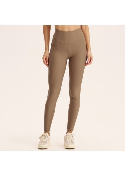 Calça Legging Comfort Shape Com 2 Bolsos Agile Vivame Marrom - Imagem 1