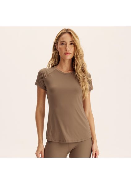 Camiseta Feminina Raglan Agile Vivame Marrom - Imagem 1