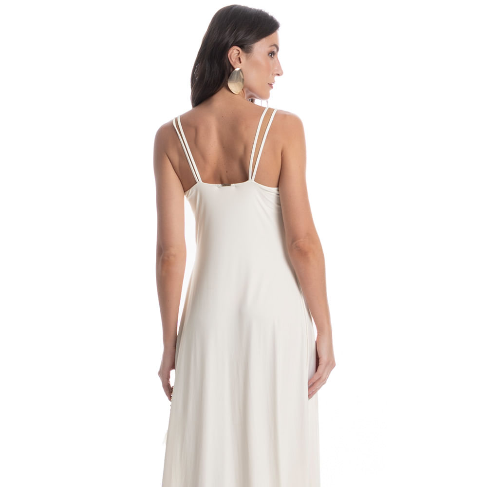 Vestido Longo Com Prega Constanza Branco - Imagem 2