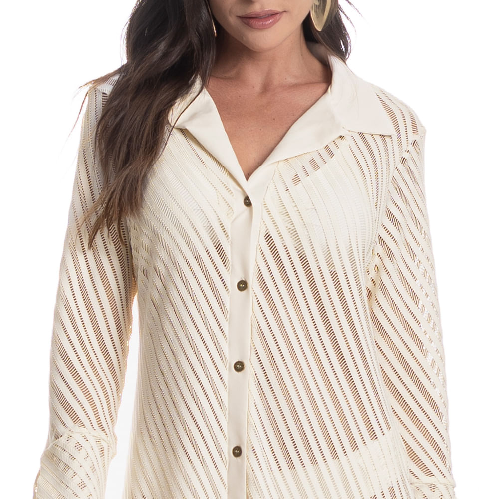 Camisa Feminina Em Rendão Safari - Imagem 5 - Mobile