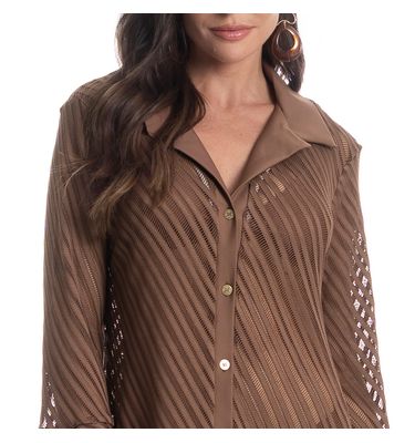 Camisa Feminina Em Rendão Safari - Imagem 5 - Mobile