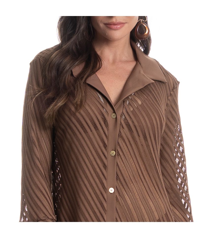 Camisa Feminina Em Rendão Safari - Imagem 5 - Desktop