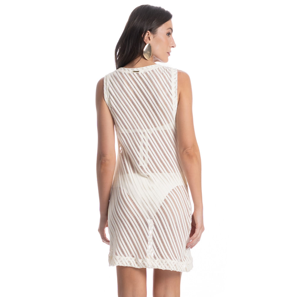 Vestido Curto Regata Rendão Safari Branco - Imagem 2