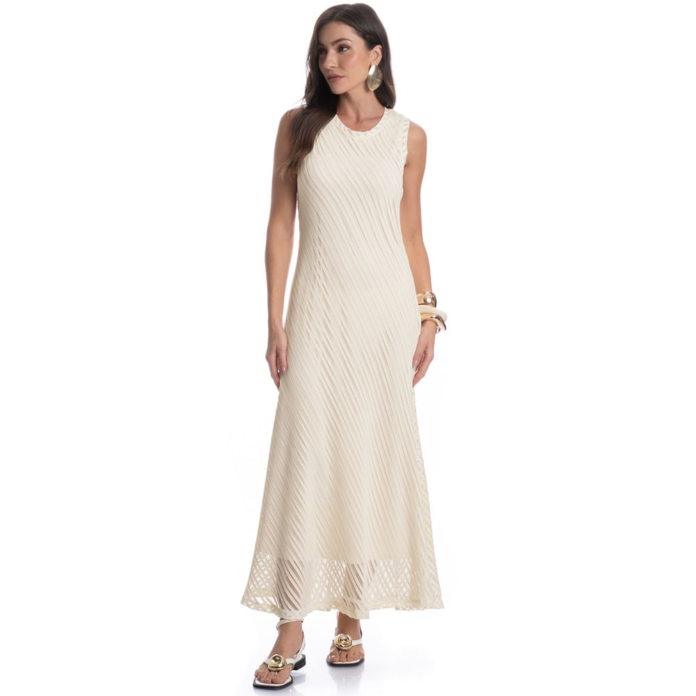 Vestido Longo Regata Safari Branco - Imagem 2