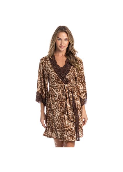 Robe Feminino Longo Com Renda Ágatha Marrom - Imagem 1