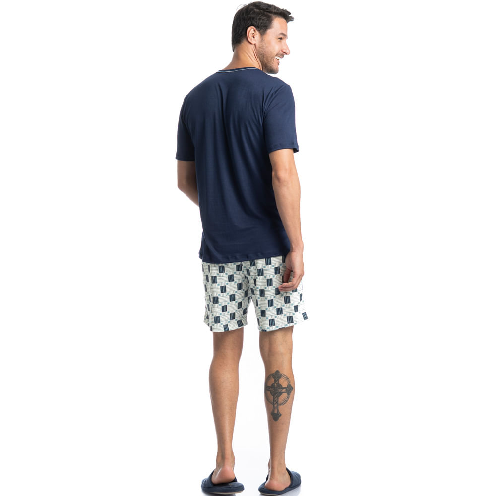 Pijama Masculino Curto Thomas Estampado Tombini - Imagem 4 - Mobile