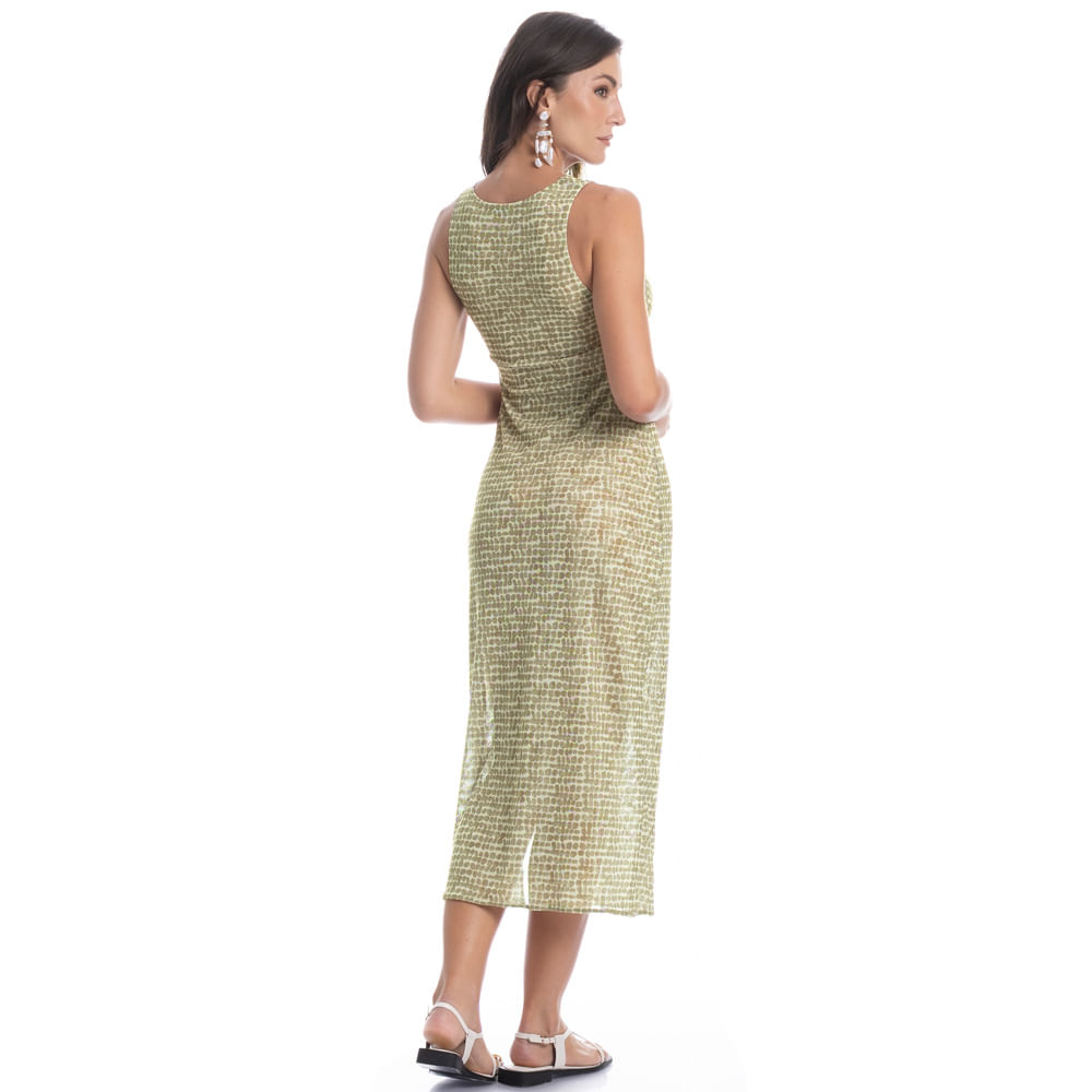 Vestido Midi Tule Franzido Conchas - Imagem 4 - Mobile