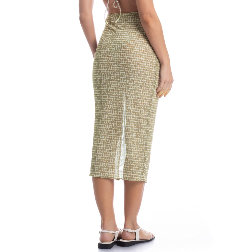 Saia Midi De Tule Franzida Conchas Verde - Imagem 2