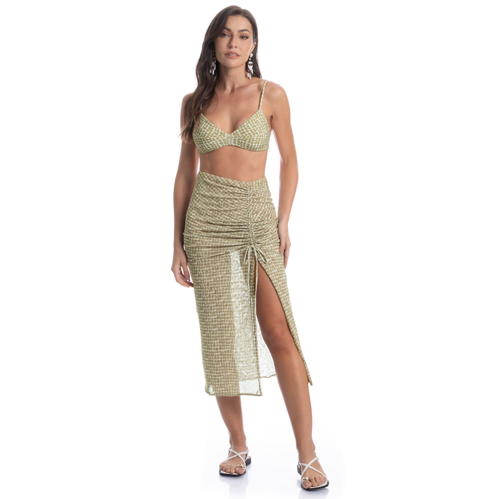 Saia Midi De Tule Franzida Conchas - Imagem 3 - Mobile