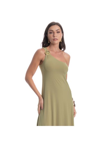Vestido Verdini Assimétrico Com Fivela Verde - Imagem 1