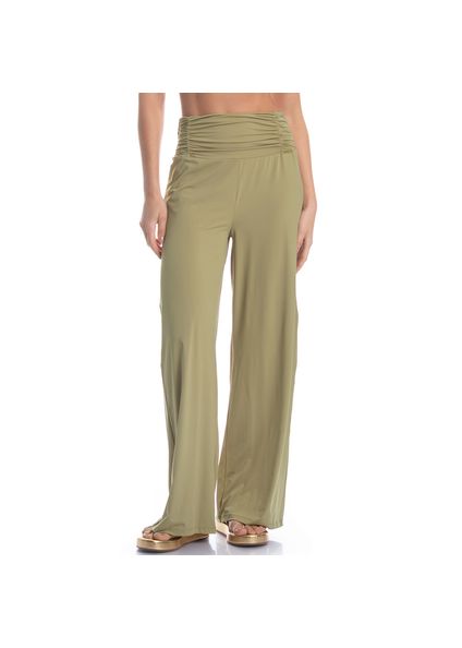 Calça Feminina Com Cós Frontal Franzido Verdini Verde - Imagem 1