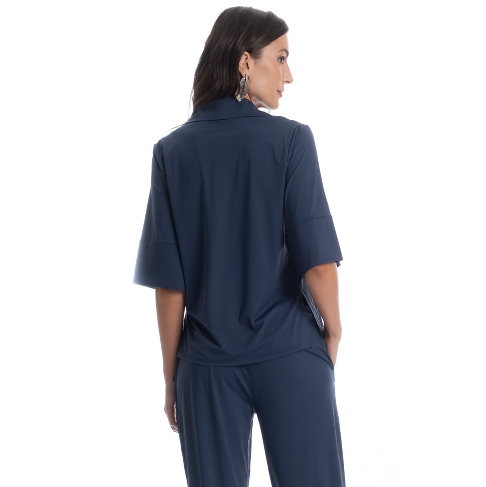 Camisa Feminina Curta Breeze Azul-marinho - Imagem 2