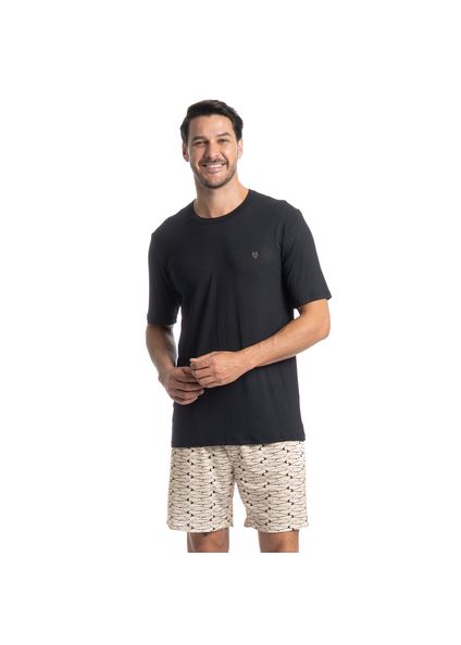 Pijama Curto Masculino Netuno Preto - Imagem 1
