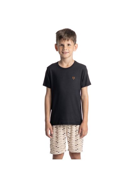 Pijama Curto Masculino Infantil Netuno Preto - Imagem 1