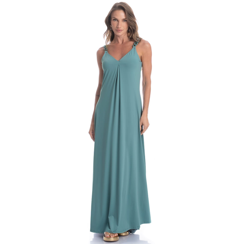 Vestido Longo Com Prega Serena - Imagem 3 - Mobile