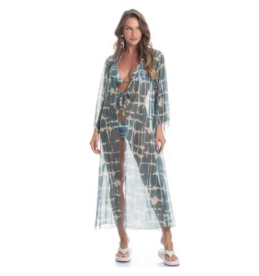 Kaftan De Tule Com Manga Salina - Imagem 3 - Mobile