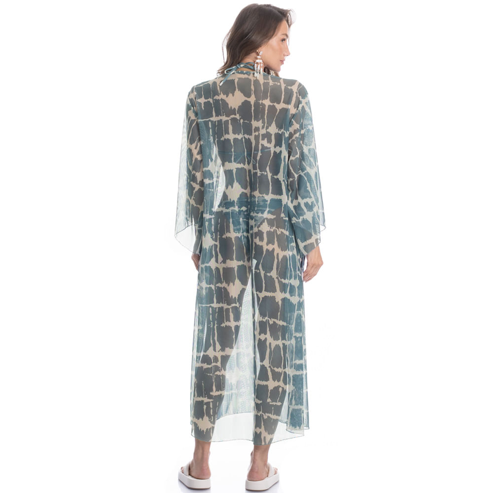 Kaftan De Tule Com Manga Salina - Imagem 4 - Mobile