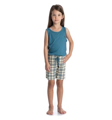 Pijama Feminino Infantil Curto Regata Chess - Imagem 3 - Mobile