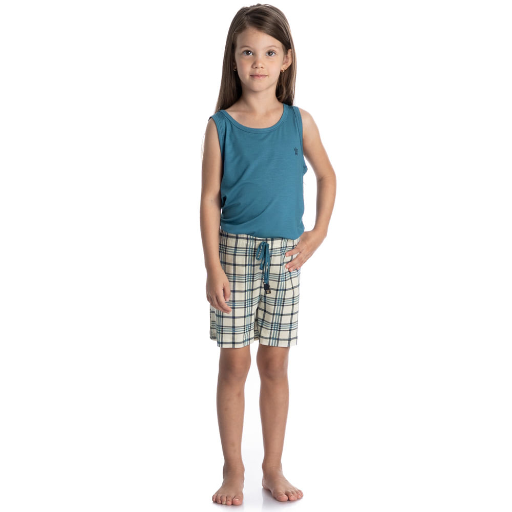 Pijama Feminino Infantil Curto Regata Chess - Imagem 3 - Mobile