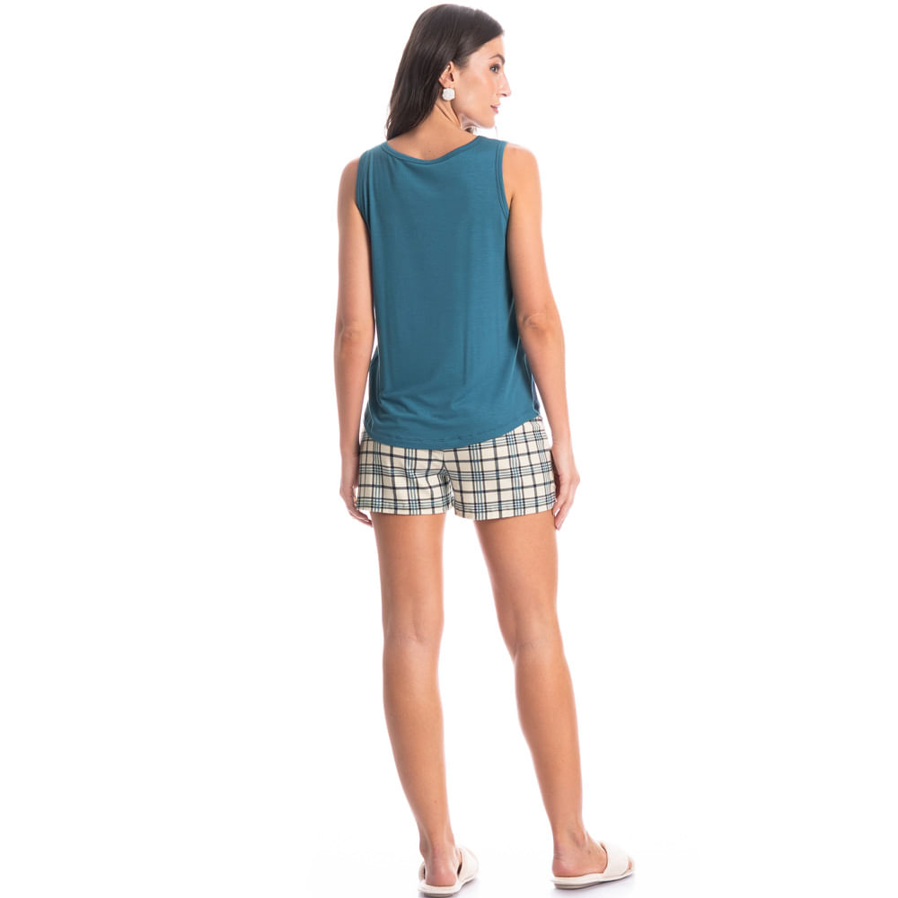 Pijama Feminino Curto Regata Chess - Imagem 4 - Mobile