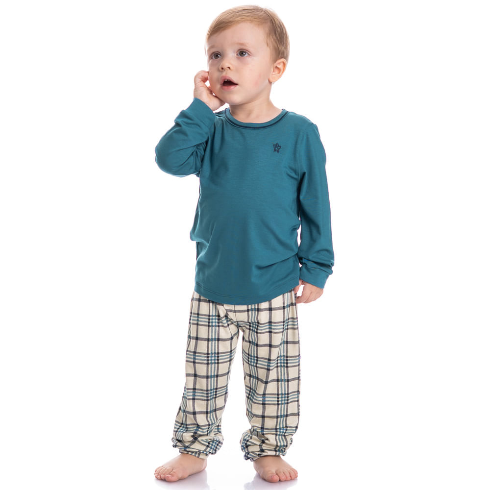 Pijama Chess Longo Infantil Unissex - Imagem 1
