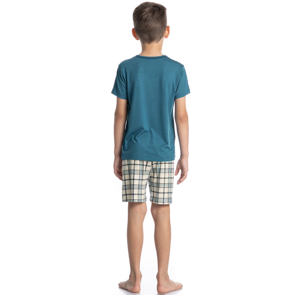 Pijama Masculino Curto Infantil Chess Tombini - Imagem 4 - Mobile