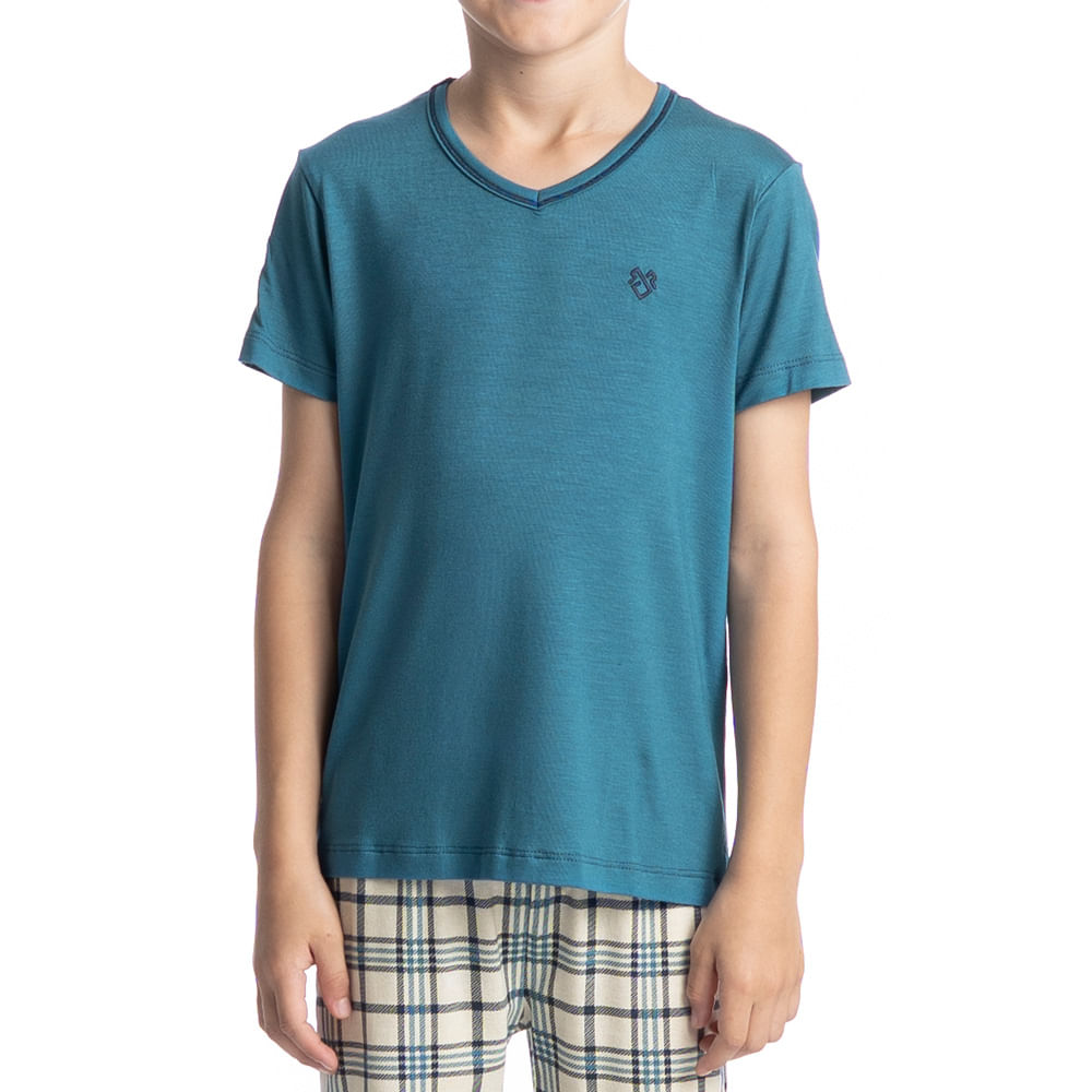 Pijama Masculino Curto Infantil Chess Tombini - Imagem 5 - Mobile