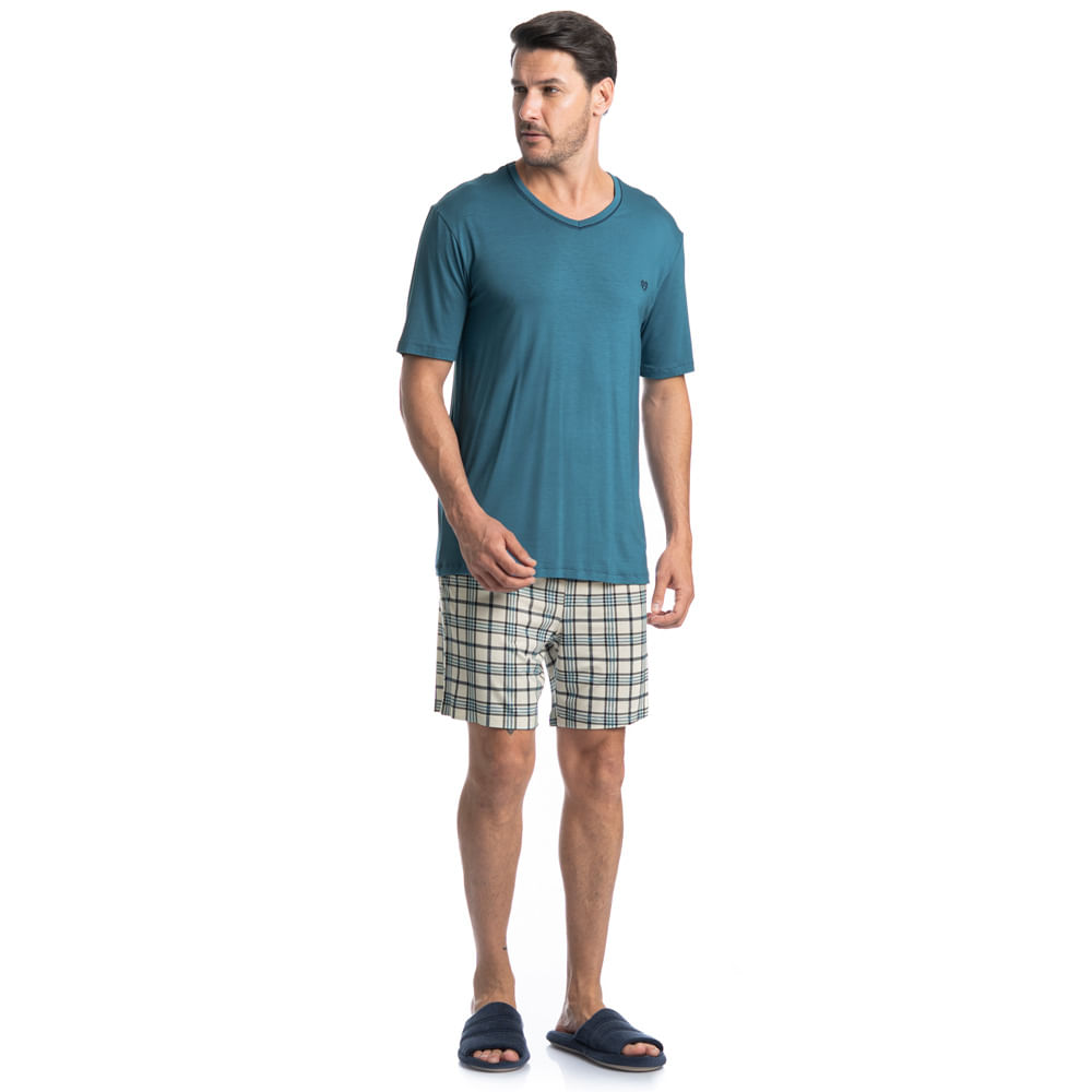 Pijama Masculino Curto Chess Tombini - Imagem 3 - Mobile