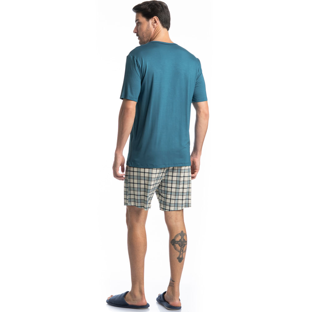 Pijama Masculino Curto Chess Tombini - Imagem 4 - Mobile