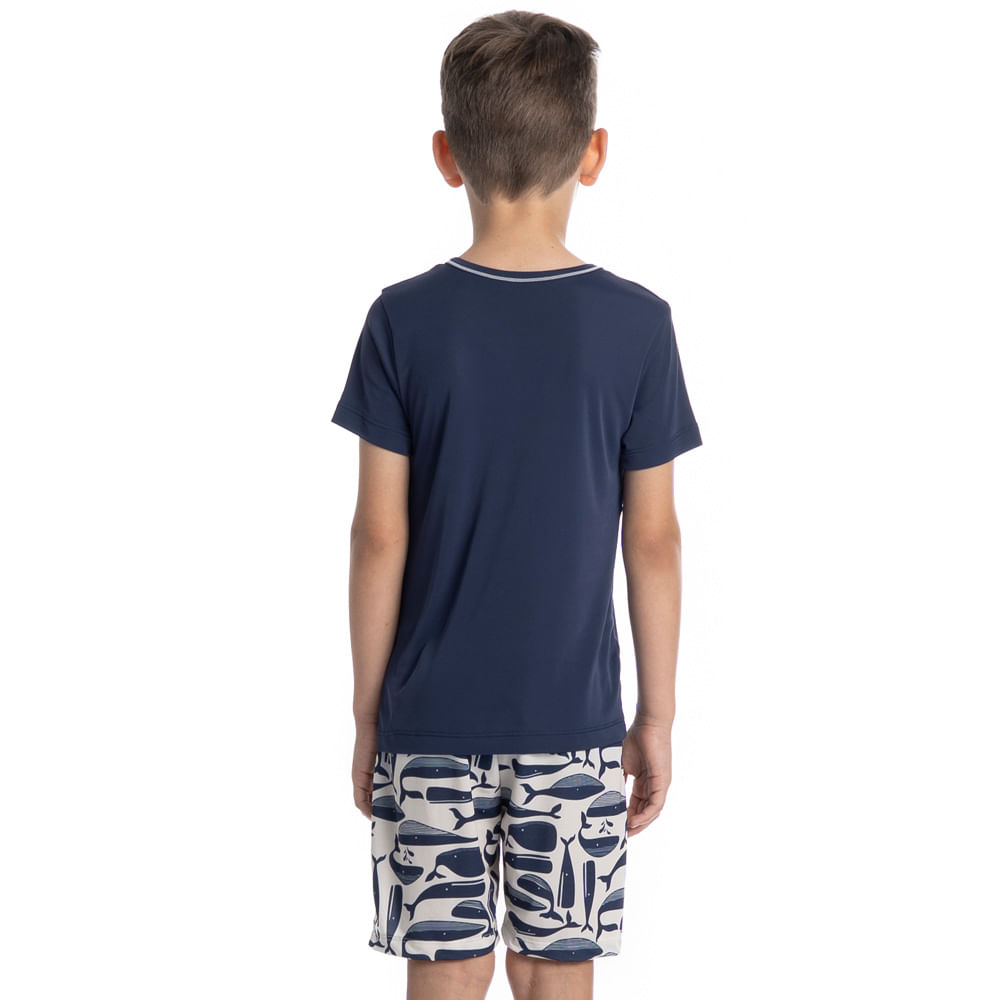 Pijama Masculino Curto Infantil Clóvis Tombini Azul-marinho - Imagem 2